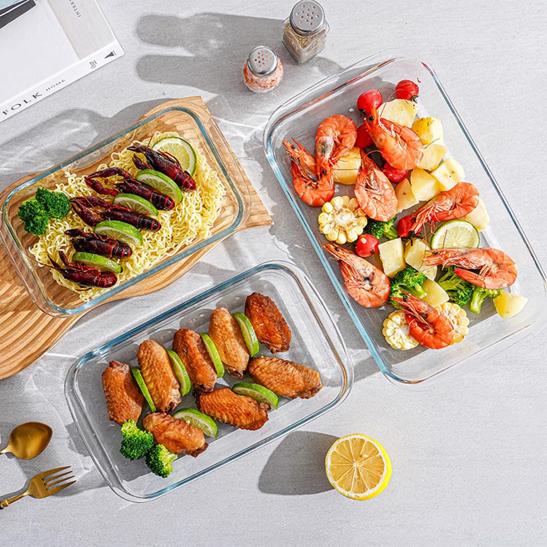 Szklane naczynie do pieczenia do piekarnika, pojemność 2 l, prostokątna blacha do pieczenia, odporne na wysokie temperatury, szklane naczynie do zapiekania do gotowania, zamrażarki i