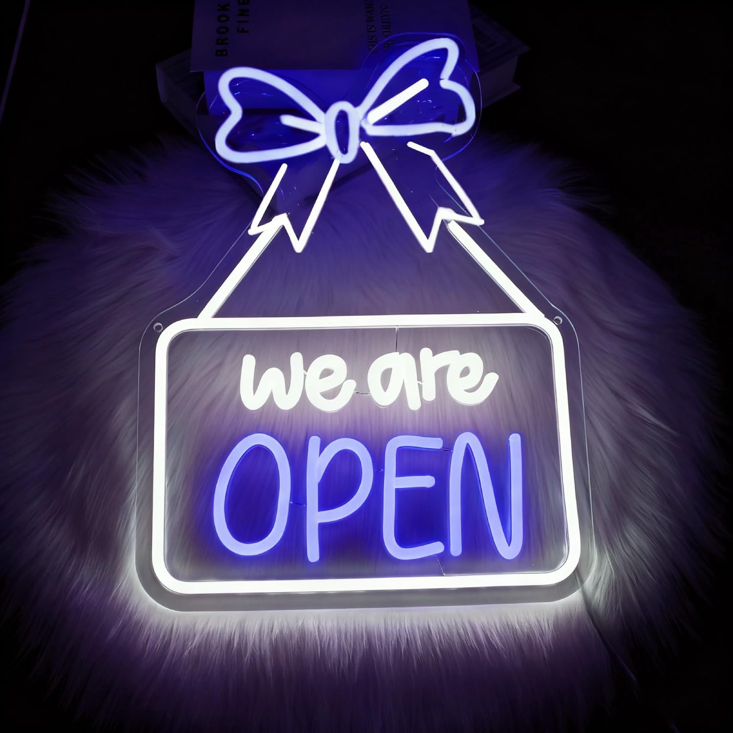 HFHungkeong Acrylic Open Sign,Dimmable Business Open Neon Light up Signs for Store Front Restaurant Hotel Shop Bar Club Wall Window Decorations,USB Power(Including Hanging Chain)