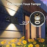 Delaiglow Lumière Solaire Extérieure Haut et Bas Lot de 6 LED Applique Murale Exterieur Blanc Chaud Éclairage Puissant 1000mAh Lampe Étanche IP67 pour Maison Jardin Terrasse - 6
