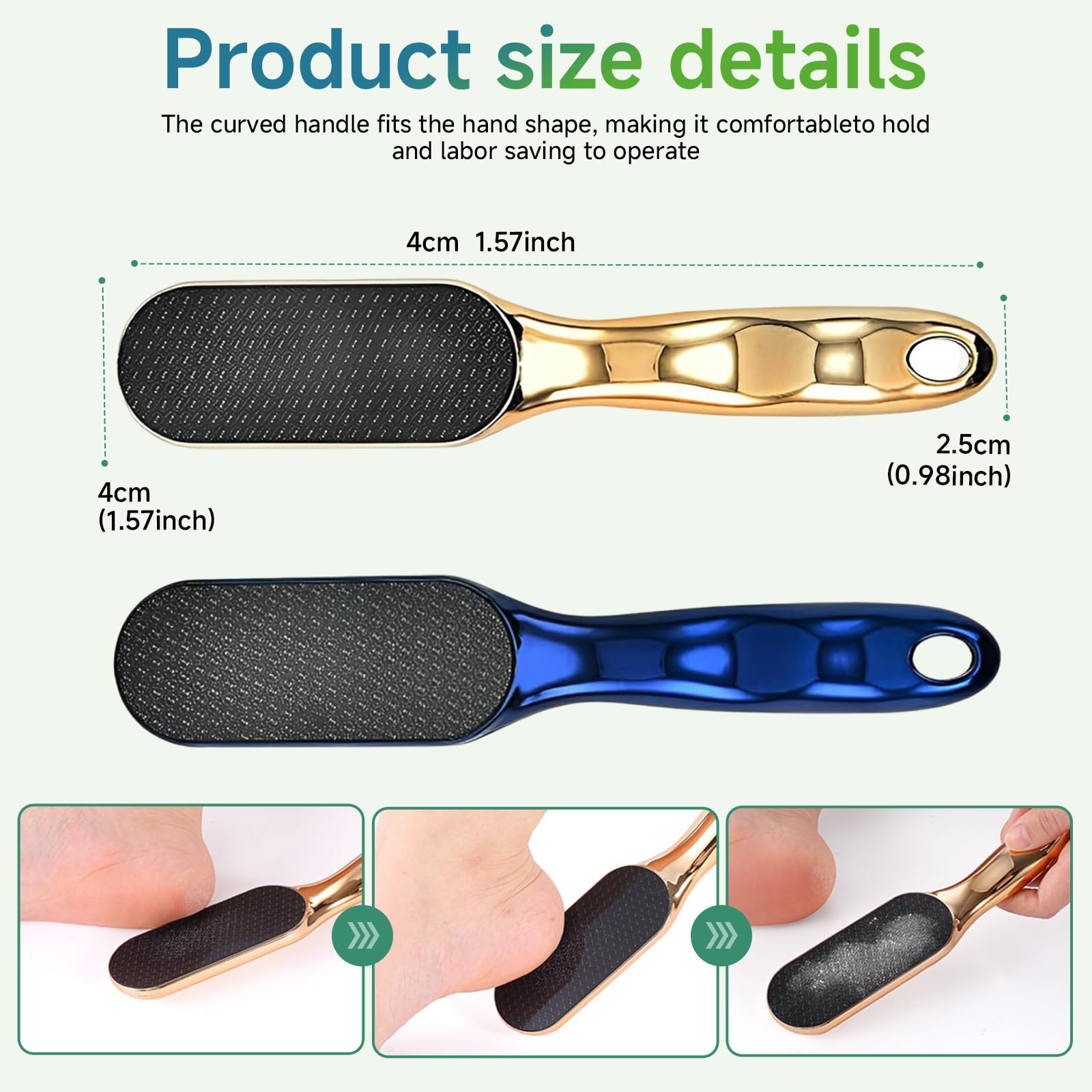 VeinsGrain - Lima per piedi in nano-vetro, raschietto per la rimozione dei calli (oro + blu)