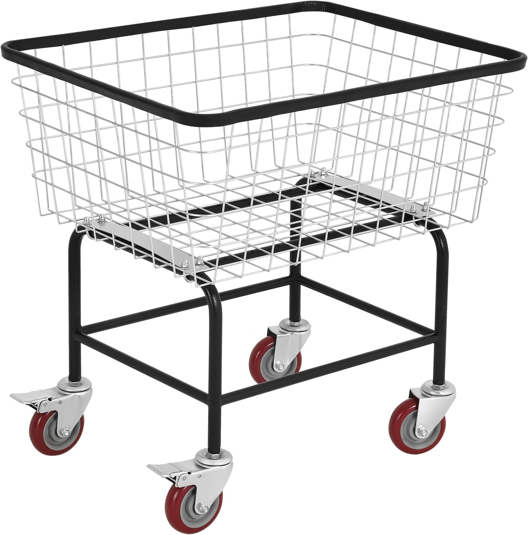 YITAHOME Wire Laundry Cart 2.5 Bushel, Rolling Laundry Basket with Wheels, Metal Commercial Wire Laundries Basket Cart with Galvanized Finish, Heavy Duty Large Steel Baskets for Clothes Storage