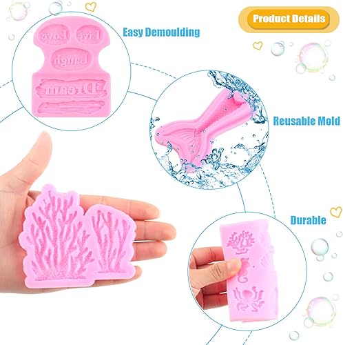 Vista 11 de Molde de silicona para fondant con temática marina, concha, concha, algas marinas, ballena asesina, tiburón, ballena, para decoración de pasteles