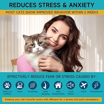 Woyamay Cat Calming Diffuser Refills - Cat Pheromones Calming Diffuser for Cats Relieve Anxiety & Stress, 2-Month Supply Cat Pheromone Diffuser Refills (Fits All Common Diffuser