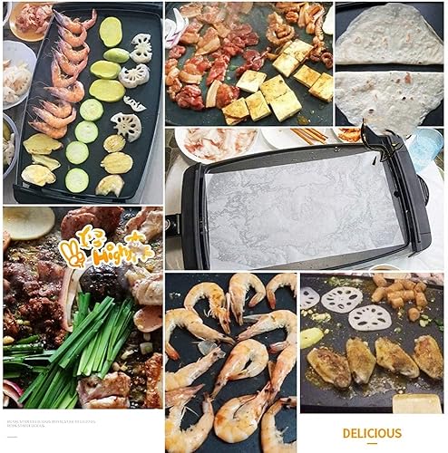 Miniatura 6 de Parrilla eléctrica de mesa Teppanyaki, parrilla antiadherente, 5 limas con temperatura ajustable, barbacoa de placa caliente para barbacoa, parrilla