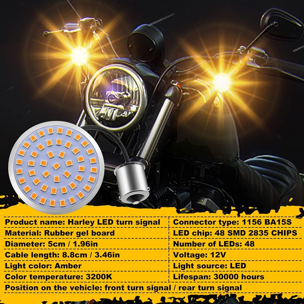 2pcs 1156 LED Turn Signal Lights Amber,2 inch bullet Turn Signal Panel Lights Compatible for Motorcycle.(2-Pack)