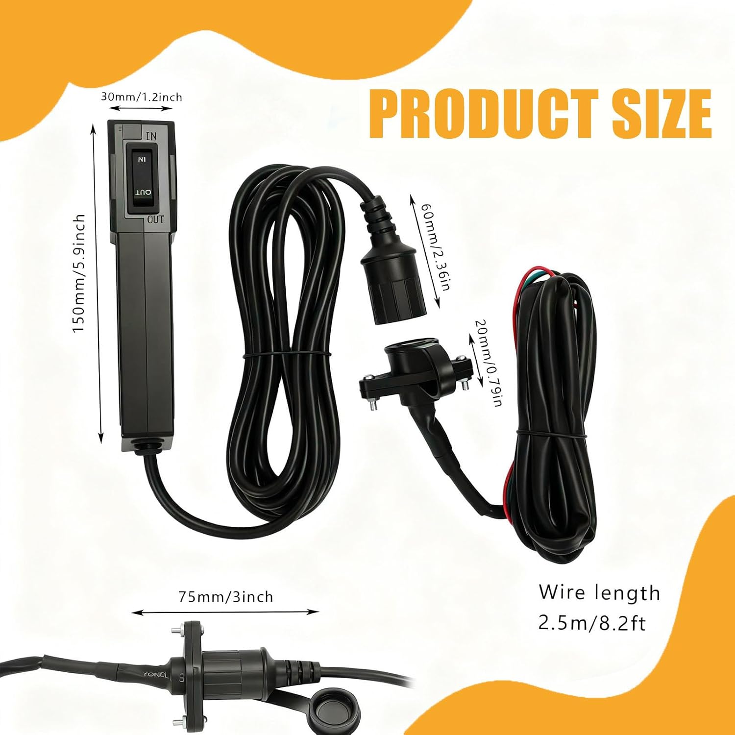 VINGVO Winch Corded Hand Controller Remote Control Kit for ATV UTV Winch, 3 Prong Female Plug, Handheld Badlands Winch Remote Controller with 9ft Cable for ATV Utv