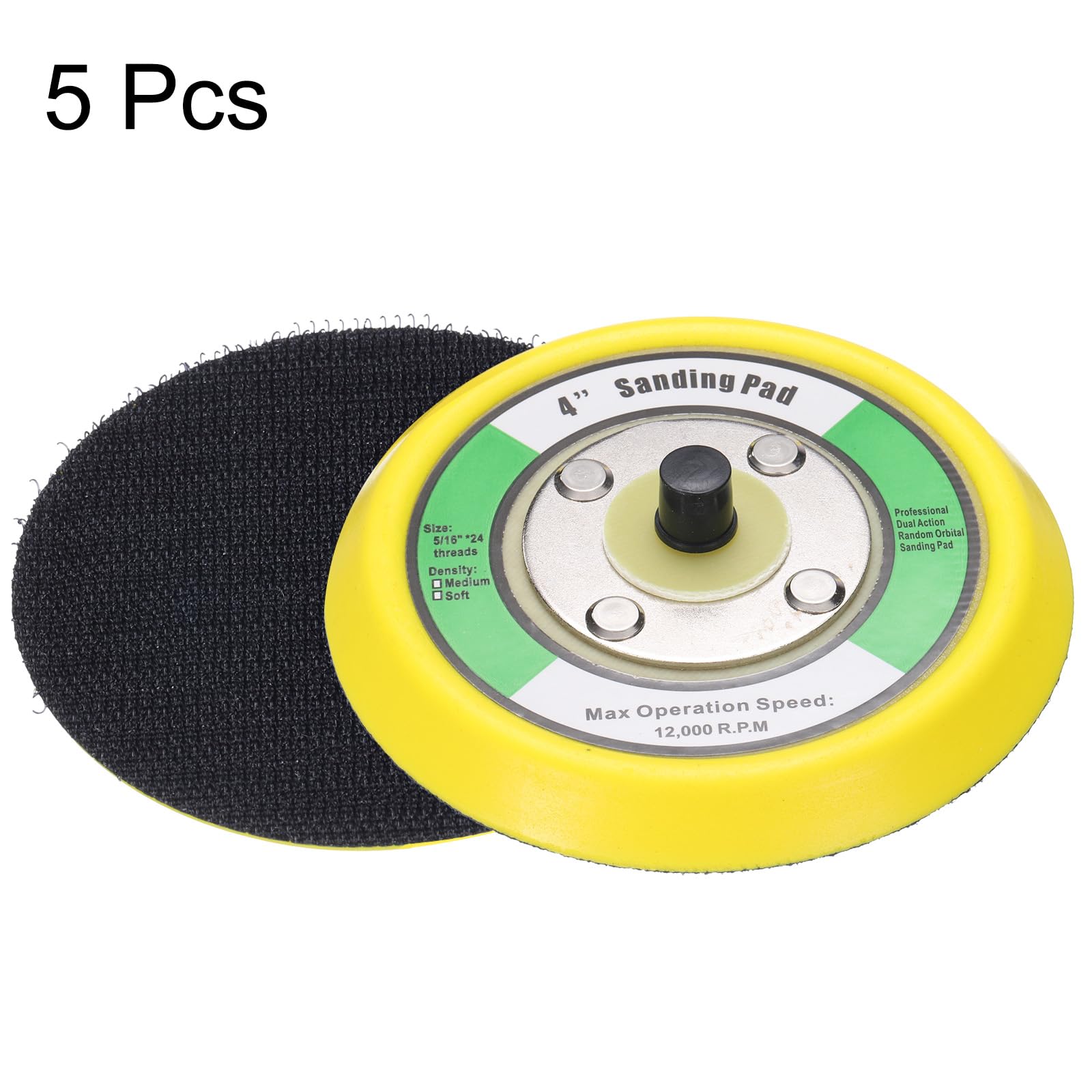 Sourcingmap 4 Inch Hook and Loop Backing Sanding Pads with 5/16"-24 Thread for Diamond Sanding Finishing Polishing Buffing Pads - Image 3