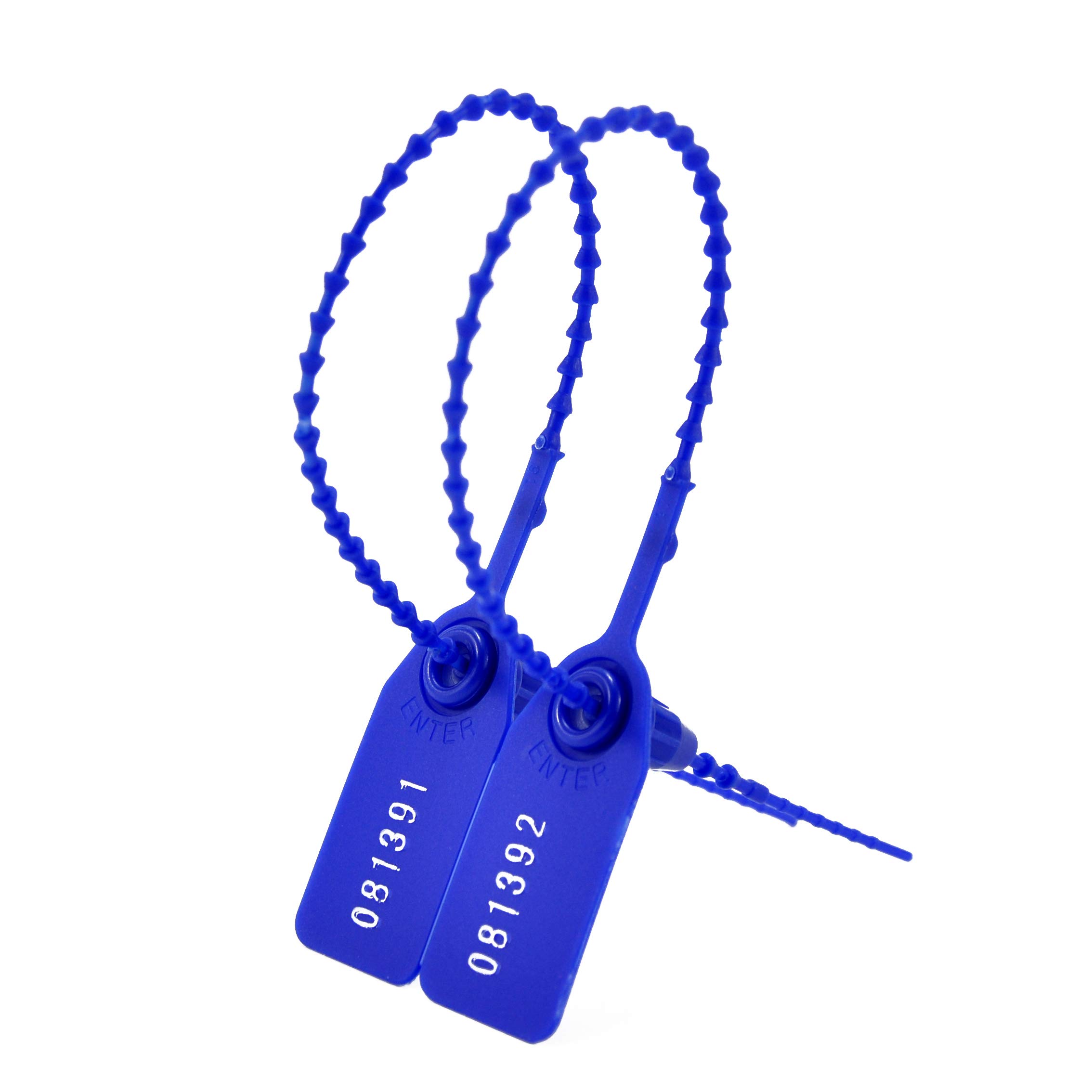 Cocolele Blue 100 Plastic Tamper Seals, Zip Ties For Fire Extinguishers Pull Tite Security Tags Numbered Disposable Self-Locking Tab (Darkblue)