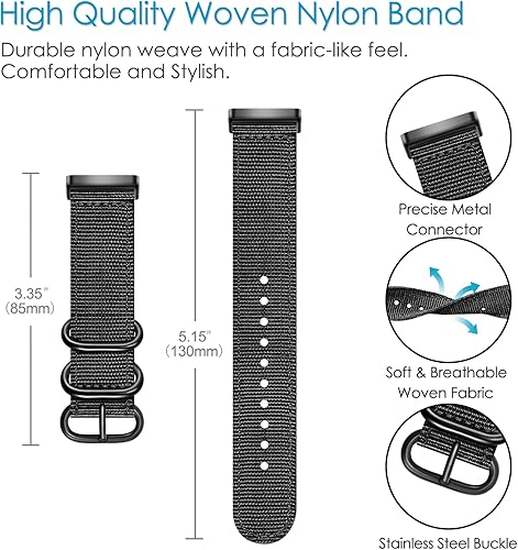 Miniatura 3 de Fintie Correa compatible con Fitbit Versa 3  Fitbit Sense, correa de repuesto deportiva de nailon tejido suave