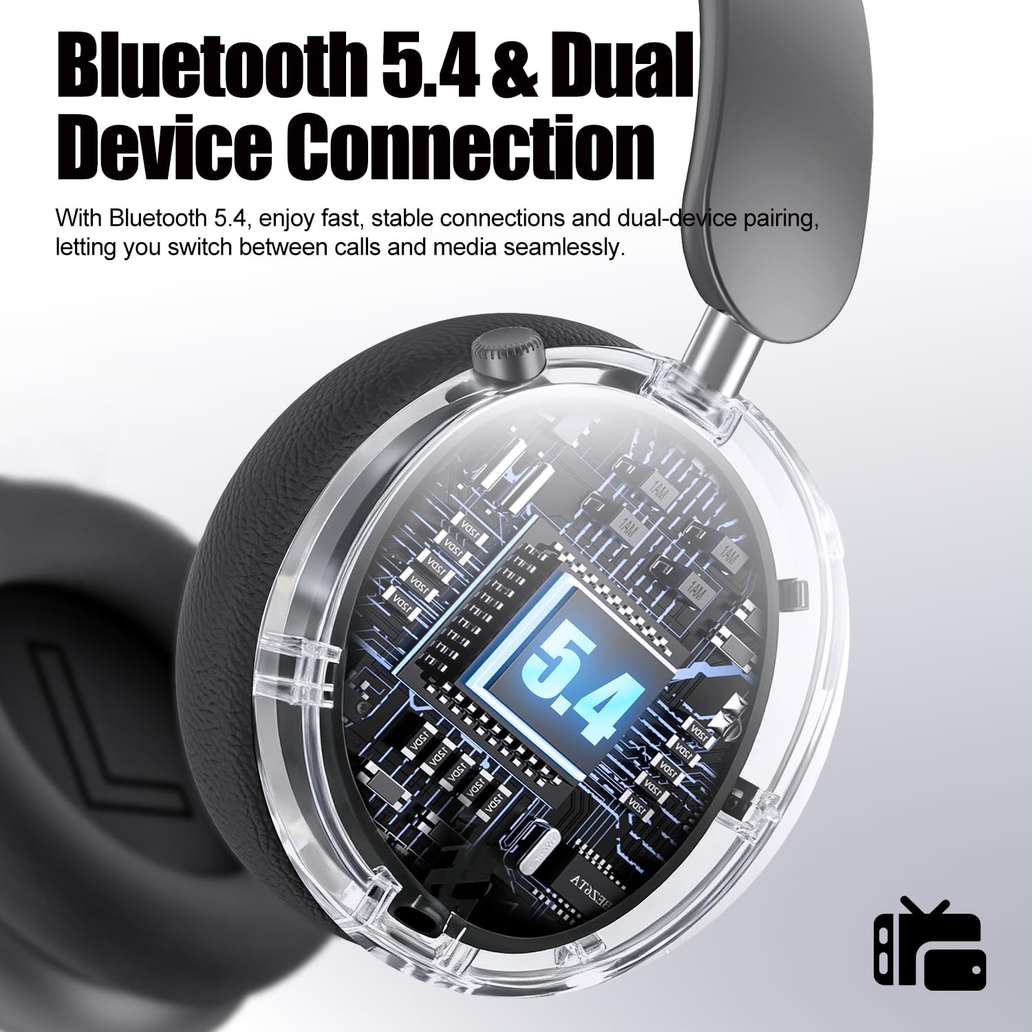 Wentronic Y06 Noise Cancelling Headphones,58H Playtime and 5 EQ Music Modes Wireless Over Ear Bluetooth Headphones with Microphone,Lossless Audio,Multipoint Connection,Foldable,Lightweight,Space Grey