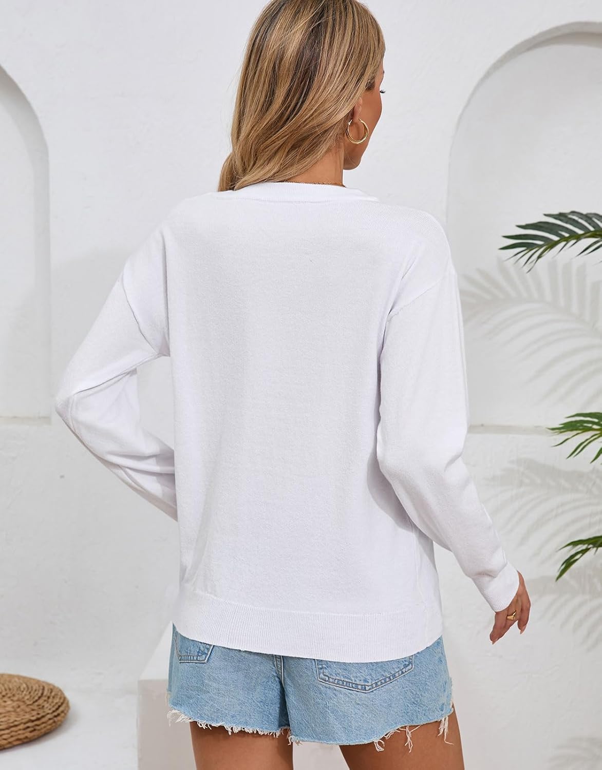 Women's Lightweight Thin Knit Sweater Long Sleeve Crew Neck American Flag Pullover Sweaters - Image 4