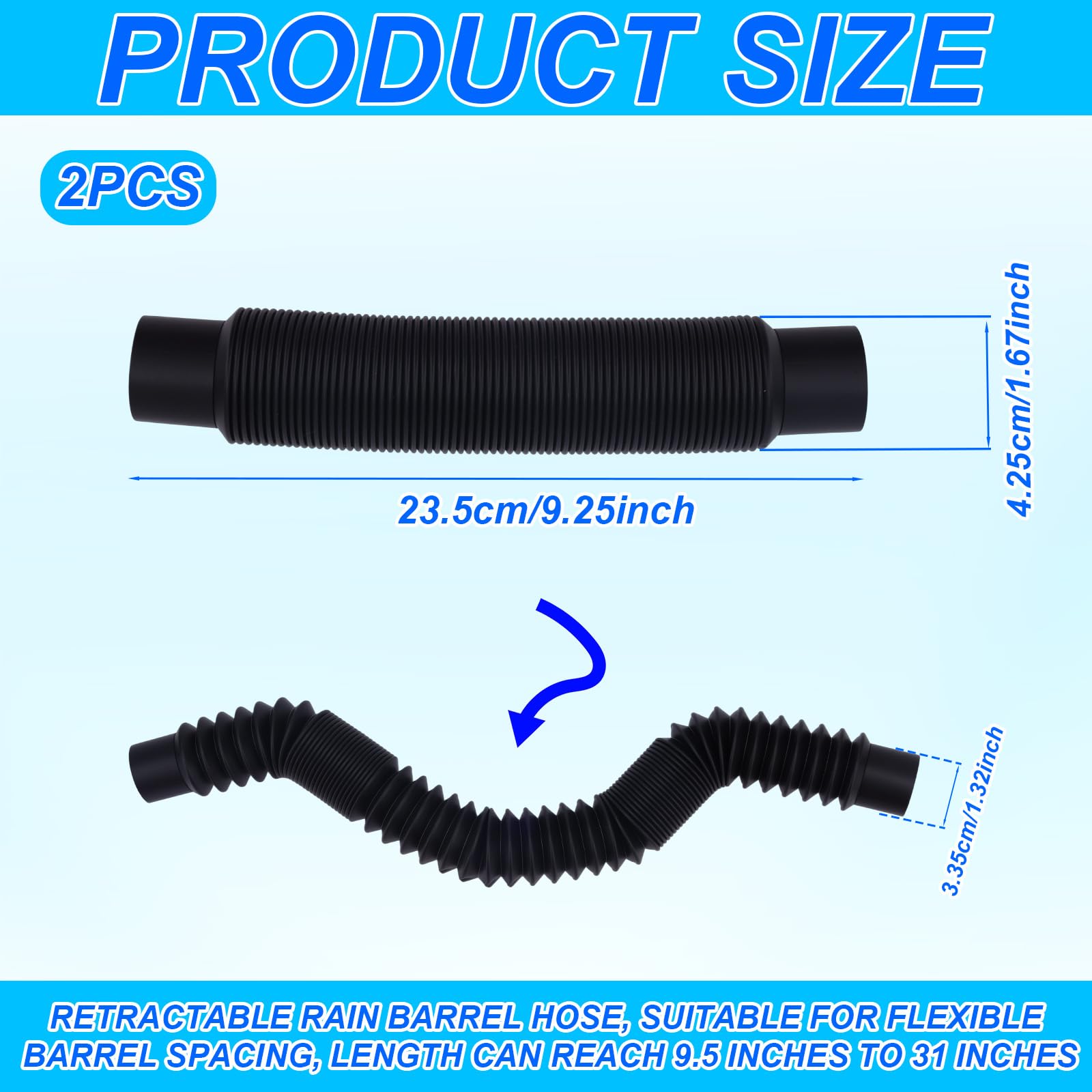 Pack of 2 Rainwater Barrel Hose Connectors, 3.18 cm Diameter, Stretchable  Downpipe Diversion Adapter, Connects 2 Rainwater Butt for Outdoor Garden  Home Use More Rainwater Storage : Amazon.sg: Garden