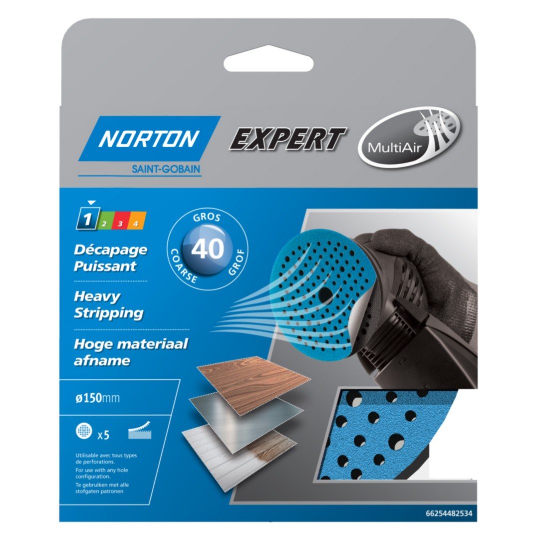 Norton Lot de 5 Disque auto-agrippants expert Diamètre 150 Grain 40