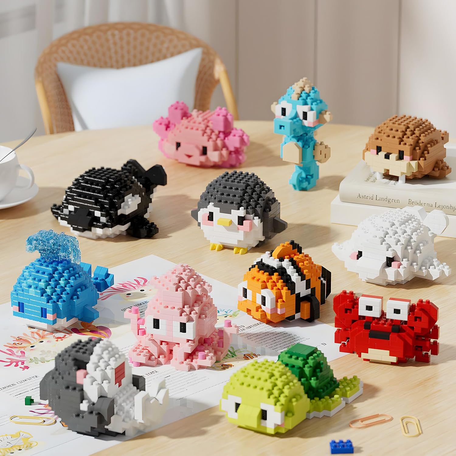 HJPLPXH Small Toy Gift,Party Favors for Kids,12 Boxes Marine Animals Micro Mini Building Blocks Set, Birthday Gift for Kids Ages 8-16+