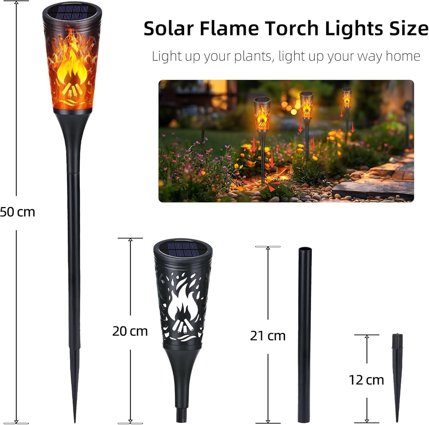 Toodour Solar Lights Outdoor, 10 Pack Solar Torch Lights with Flickering Flame, IP65 Waterproof Yard Lights Landscape Decoration Lighting for Outside Garden Lawn Pathway Patio Decorations