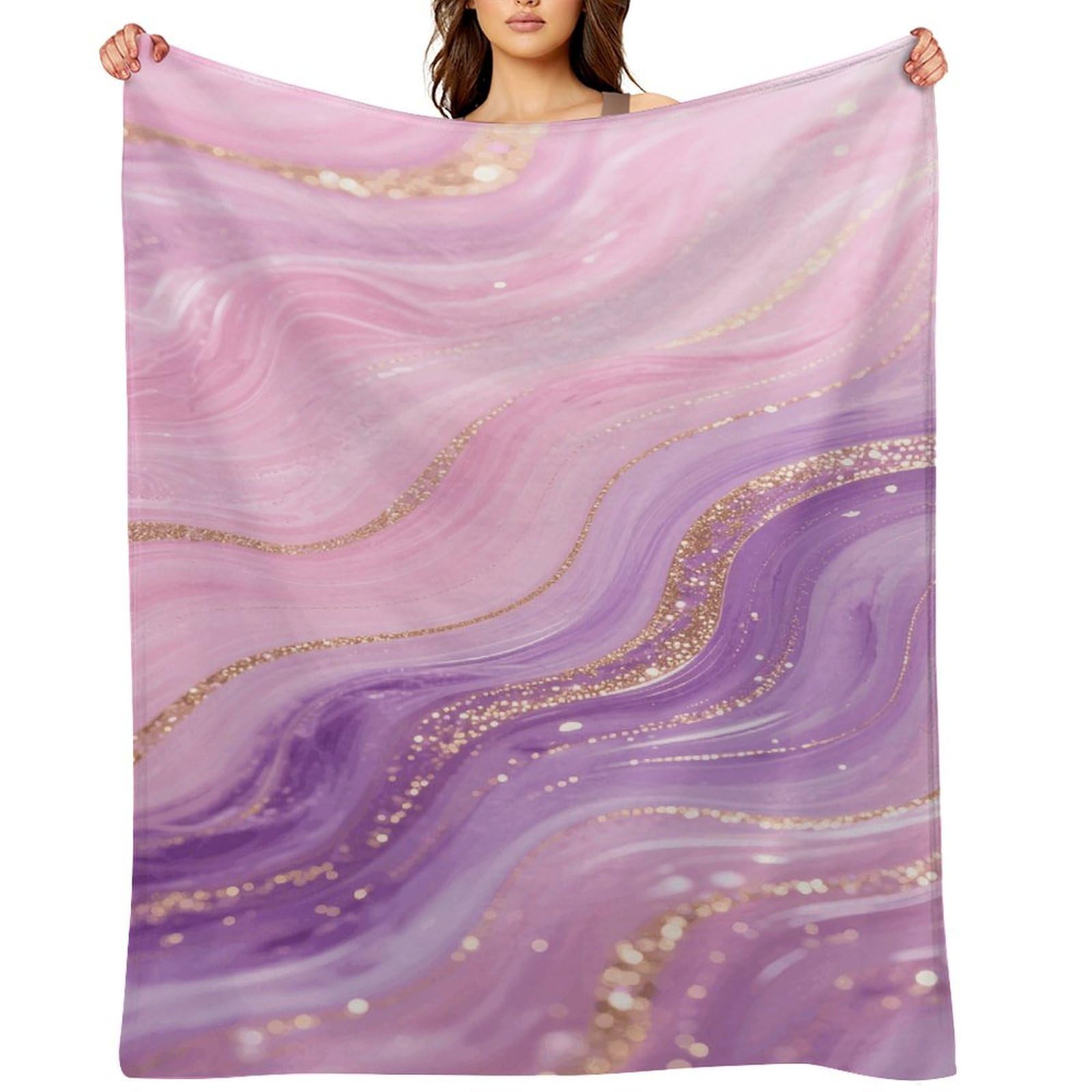 Pink Purple Marble Throw Blanket for Couch and Bed Super Soft Warm Lightweight Throw Blankets Cozy Fuzzy Flannel Blanket Personalized Decorative Blankets for Sofa Decor 30"x40"