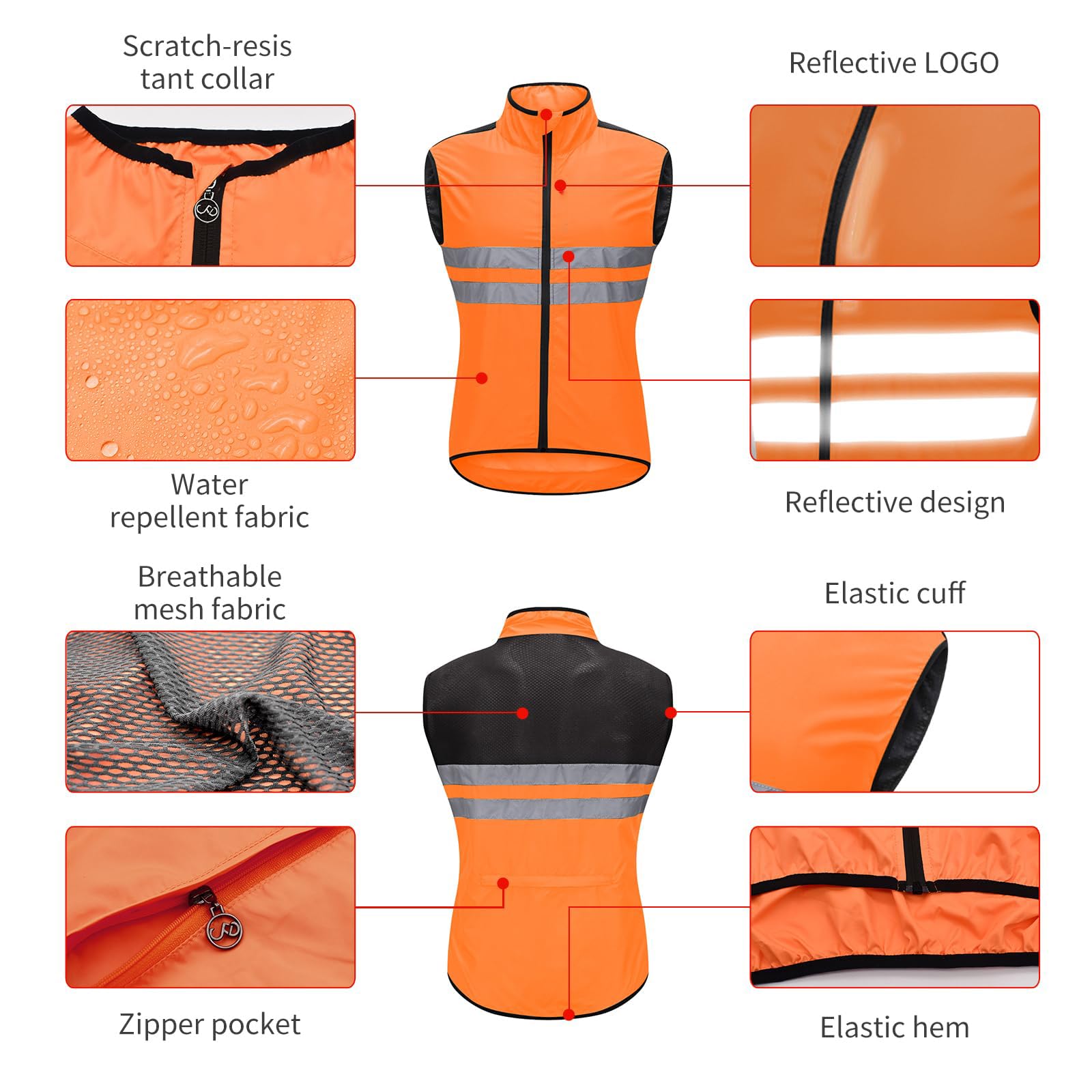Chaleco de ciclismo nocturno de verano para hombre impermeable reflectante para fitness ciclismo ligero y transpirable chaleco de ciclismo informal para MTB running y senderismo