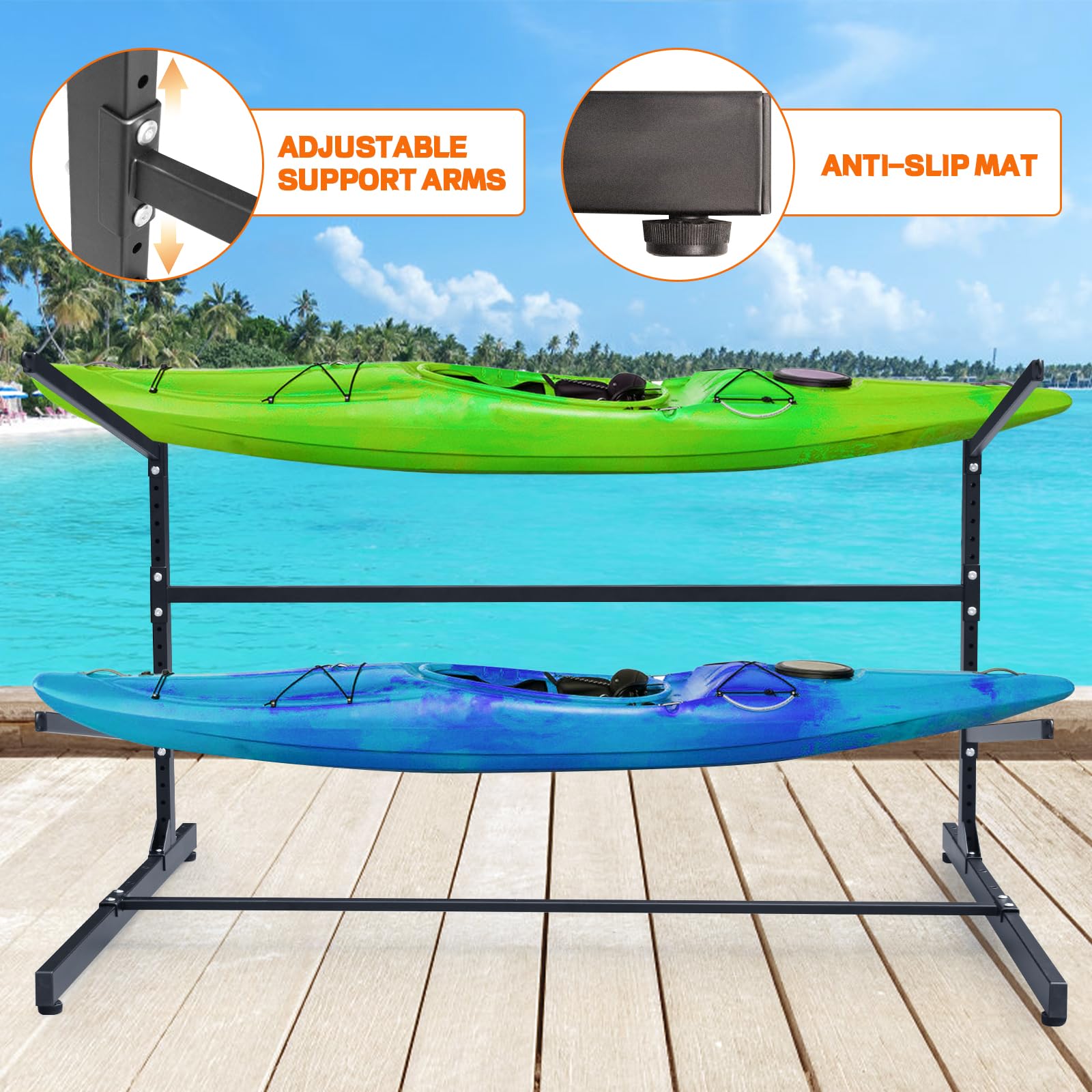 Snapklik.com : Kayak Storage Rack 2 Level, Heavy Duty Adjustable Kayak ...