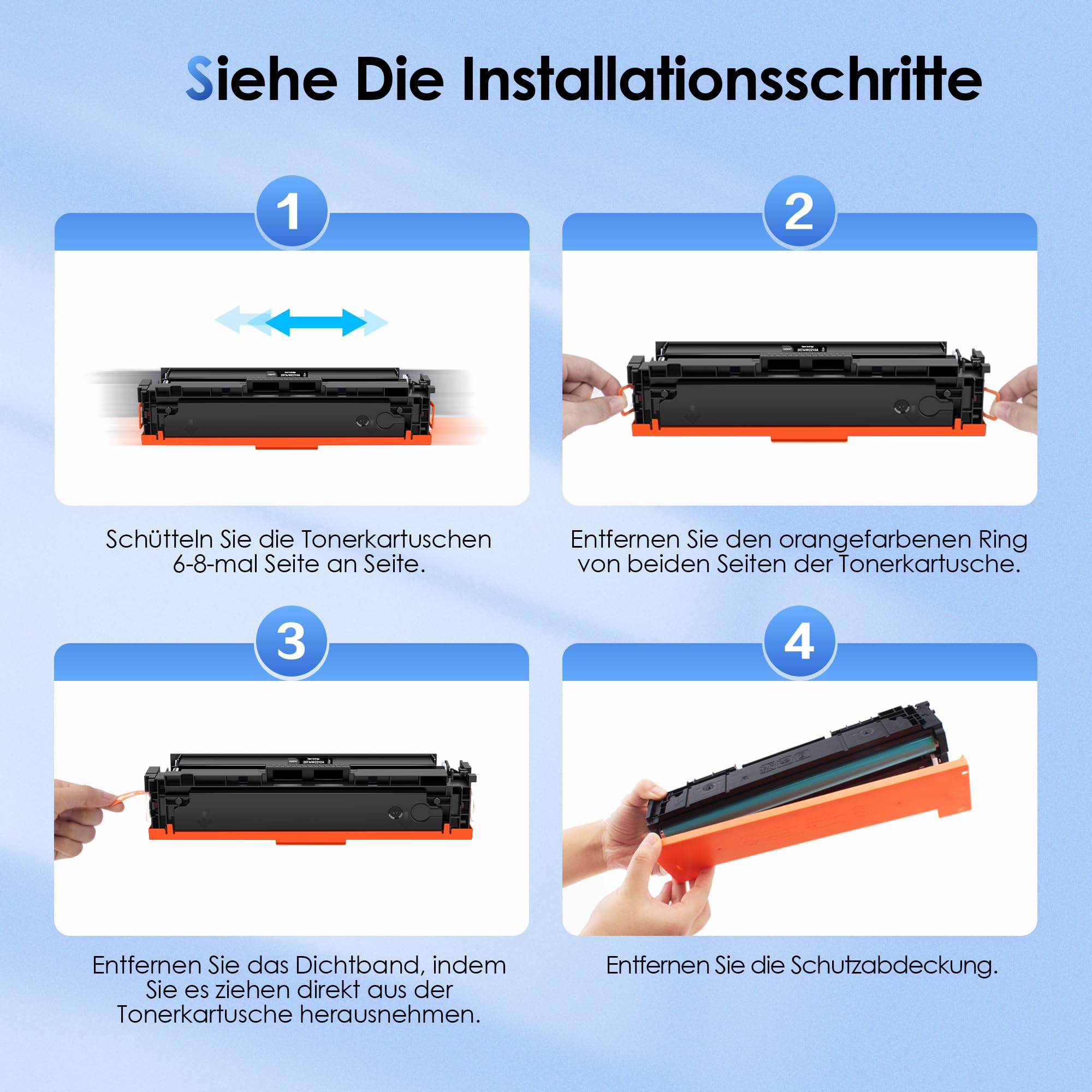 207A MFP M283fdw Kompatibel für HP 207X Schwarz Toner Mit Chip Multipack | Kompatibel für HP Color LaserJet Pro MFP M282nw M283fdn M255nw W2210A W2211A W2212A W2213A Toner Schwarz Cyan Gelb Magenta