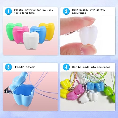 Miniatura 3 de Juego de 10 cajas de plástico para recuerdos de dientes de bebé, multicolor para almacenamiento de dientes, contenedor portátil para niños y niñas