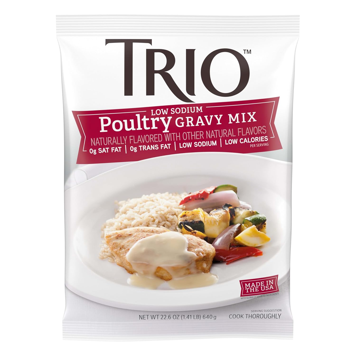 Trio Low Sodium Poultry Gravy Mix, Dehydrated Foods, Low Sodium Foods, 22.6 oz Bag - Image 6