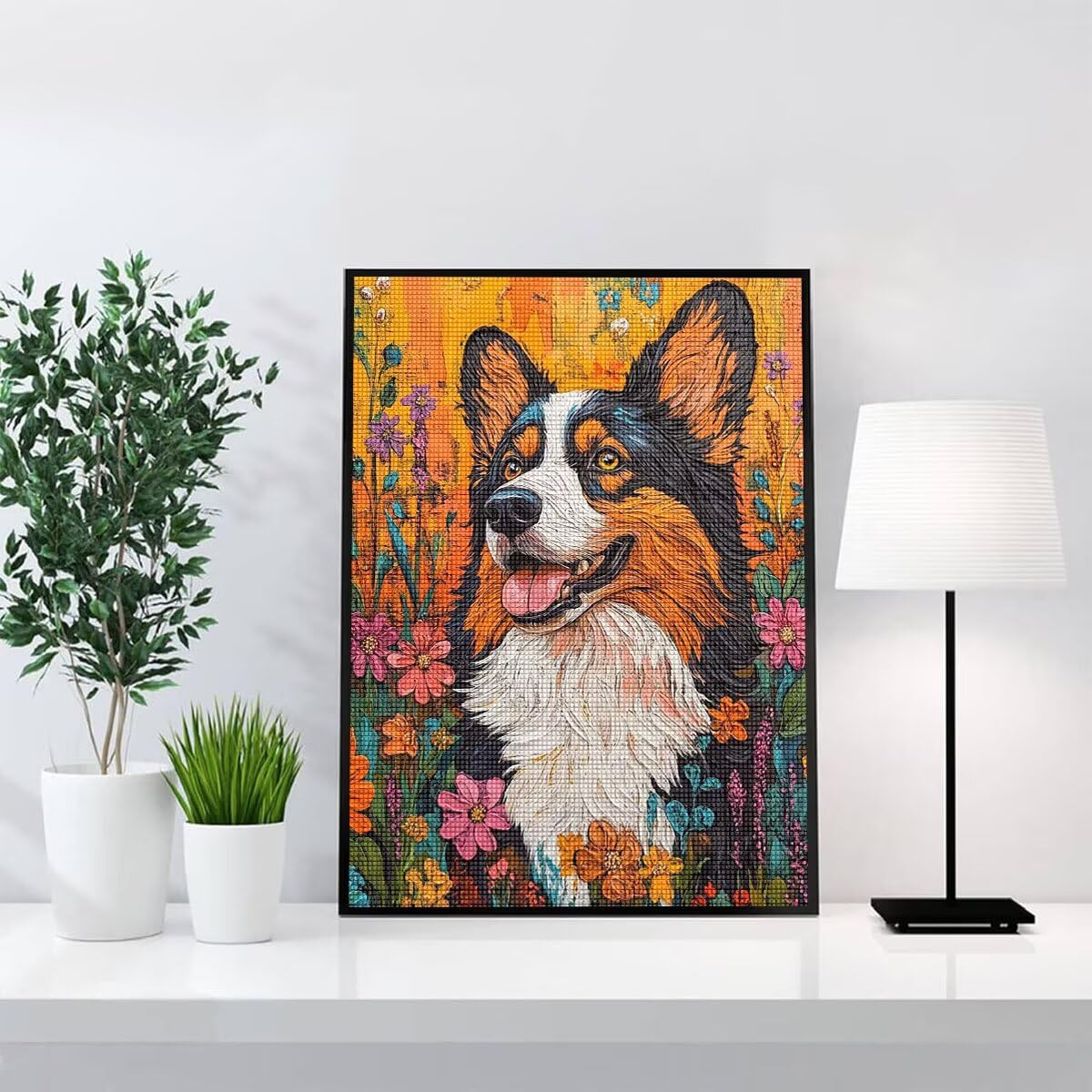 Diamond Painting Kit Completo, Diamond Painting Cane, 5D Quadrato Pittura Diamante Kit Manualidades Adultos DIY Diamantini Crystal Art Disegni Ricamo Punto Croce Artigianale, 90x120cm Fiori j0-732
