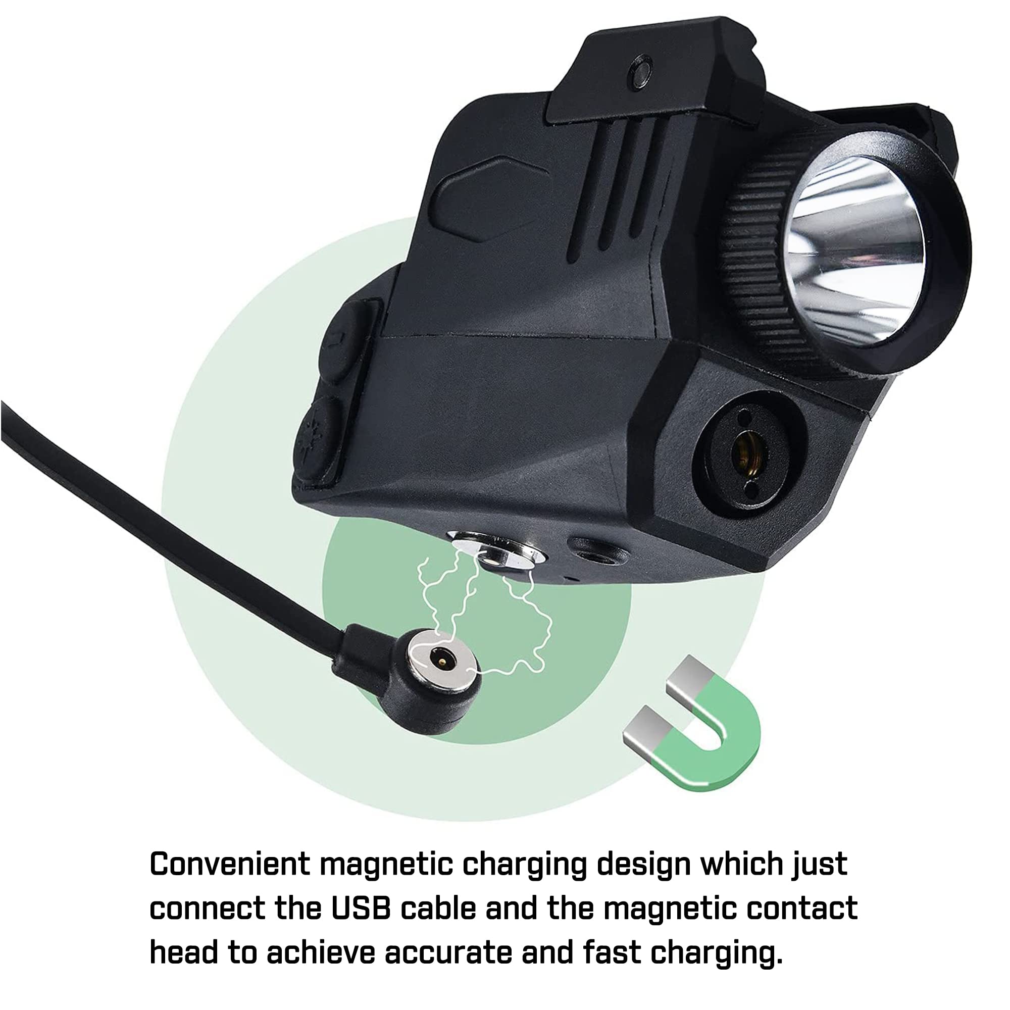 Pistol Light with Red&Green Laser Beam for Guns, Rechargeable Compact
