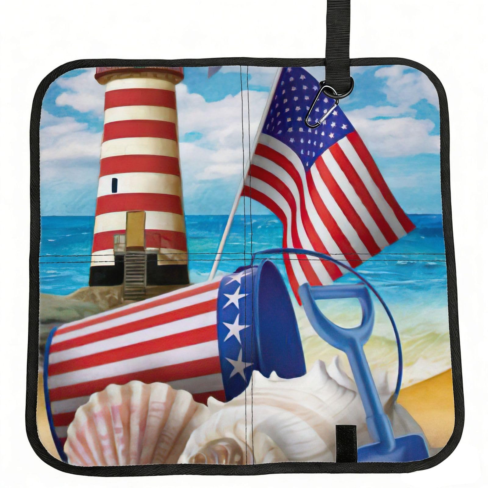 bghdfa Sea To Shining Sea Patriotic Print Outdoor Sitting Mat Waterproof Oxford Cloth Seat Cushion Folding Foam Camping Seat For Picnic