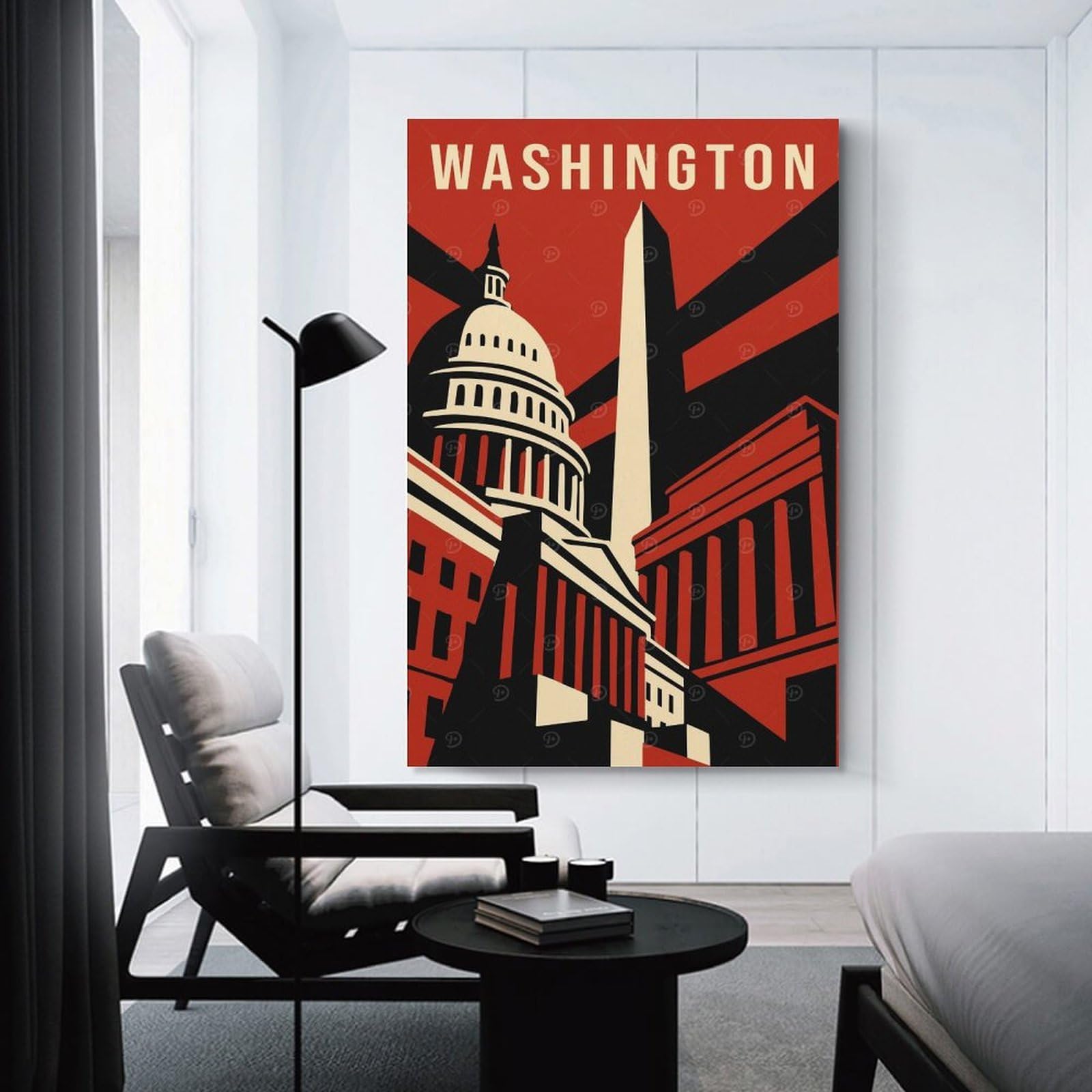 Junmoney Washington DC Vintage Travel Decorative Wall Artwork 20x30inch(50x75cm), for New Homes, Bedrooms Or Workspaces, A Wall Art Gift for Fresh Interiors
