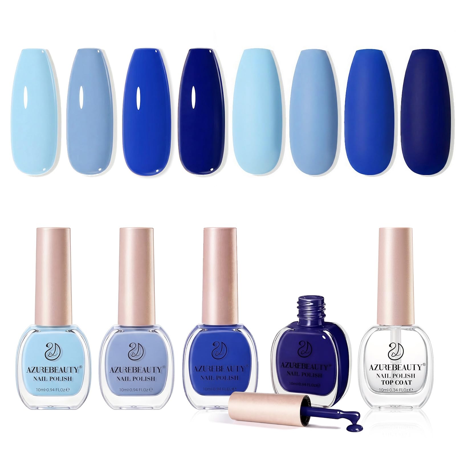 AZUREBEAUTY Blue Nail Polish Set, 4 Colors