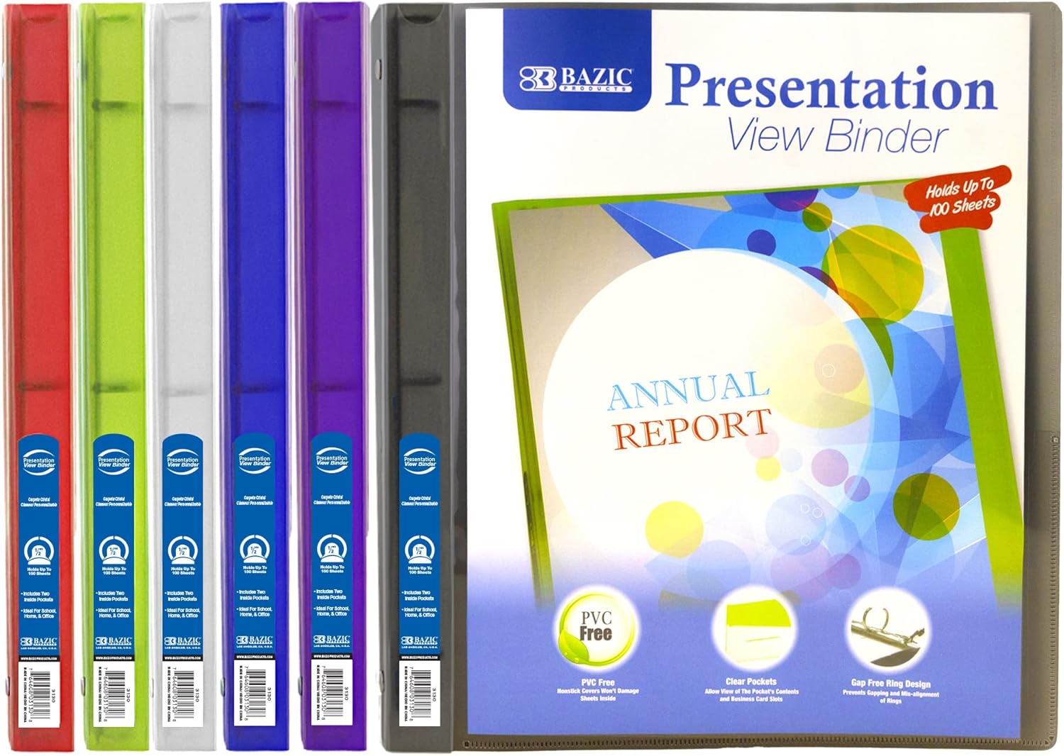 BAZIC 3 Ring Binder 1/2" Poly Presentation View Binders