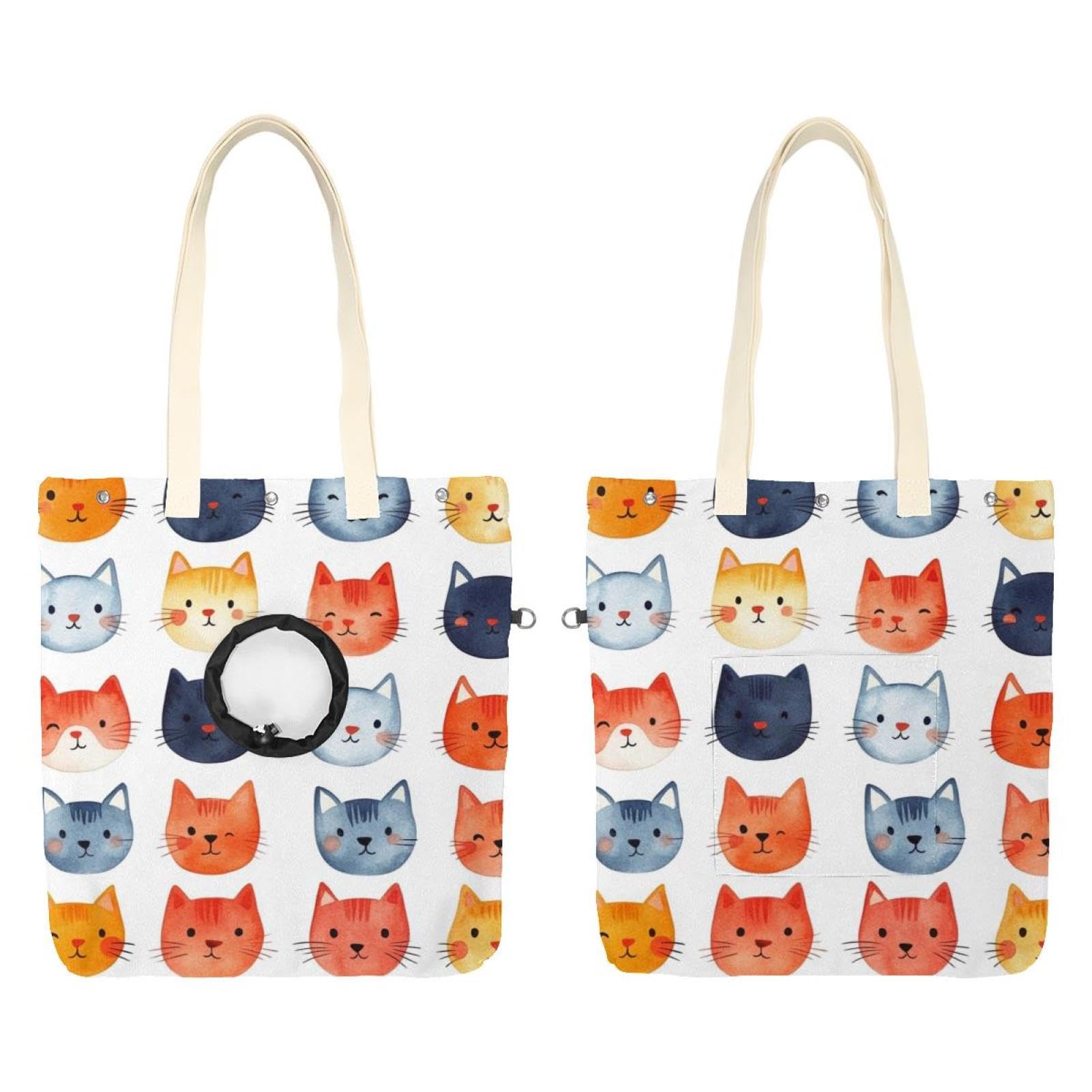 Sac à bandoulière en toile chat mignon pour le transport de petit animal