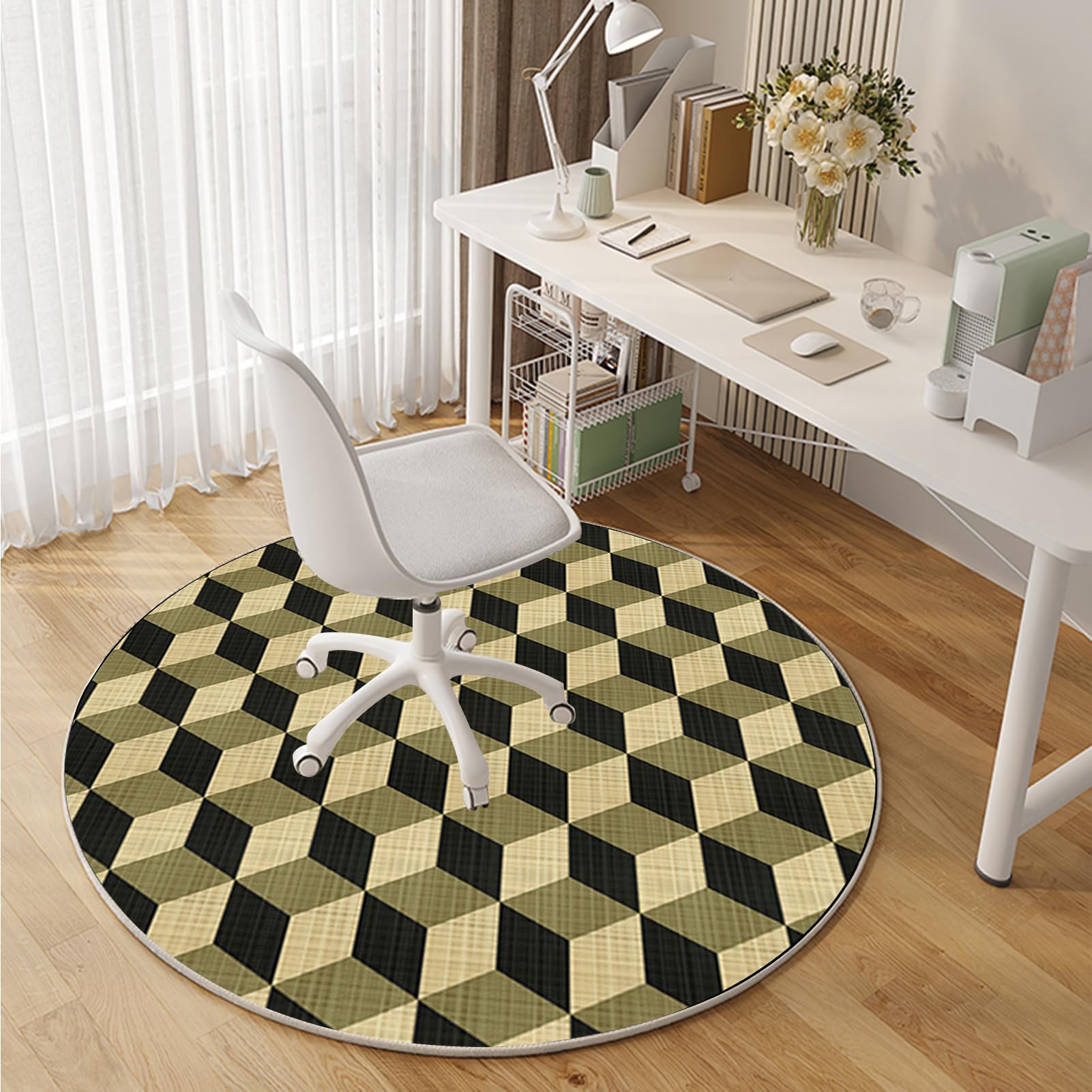 130 cm Redondo Alfombra Silla Gaming, Alfombra Multiusos para el Hogar, Protector Suelo Silla Ruedas, Alfombra de Protección de Suelo, Alfombra de Suelo para Suelos Duros, Laminado