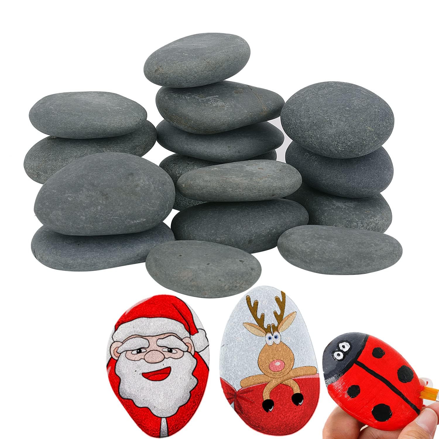 16 Pcs Painting Rock,pebbles for Arts and Craft Painting,Smooth Large Pebbles for painting,Natural river Stone 5-8cm