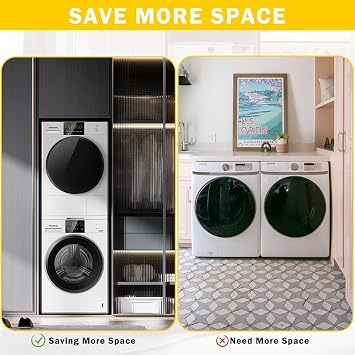 Universal Washer Dryer Stacking Kit - Reinforced Universal Stacking Kit for 24 - 29 Front Load Washer & Dryer, Includes Anti-Vibration Ratchet Strap for Secure, Stable Stacking