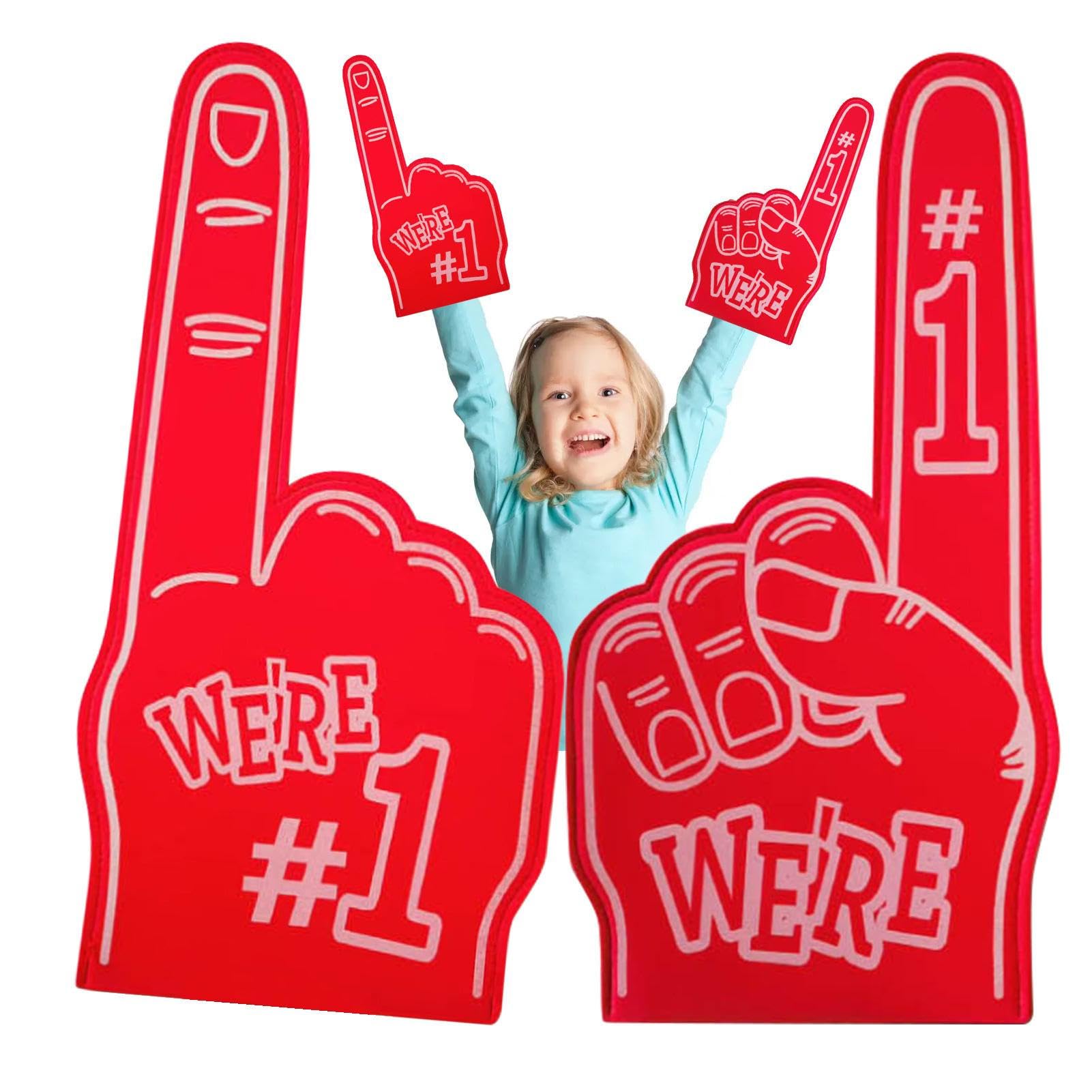 Giant #1 Foam Finger - 18 Inch Big Hand For Sports Games, Cheerleading, Parties - Multiple Colors