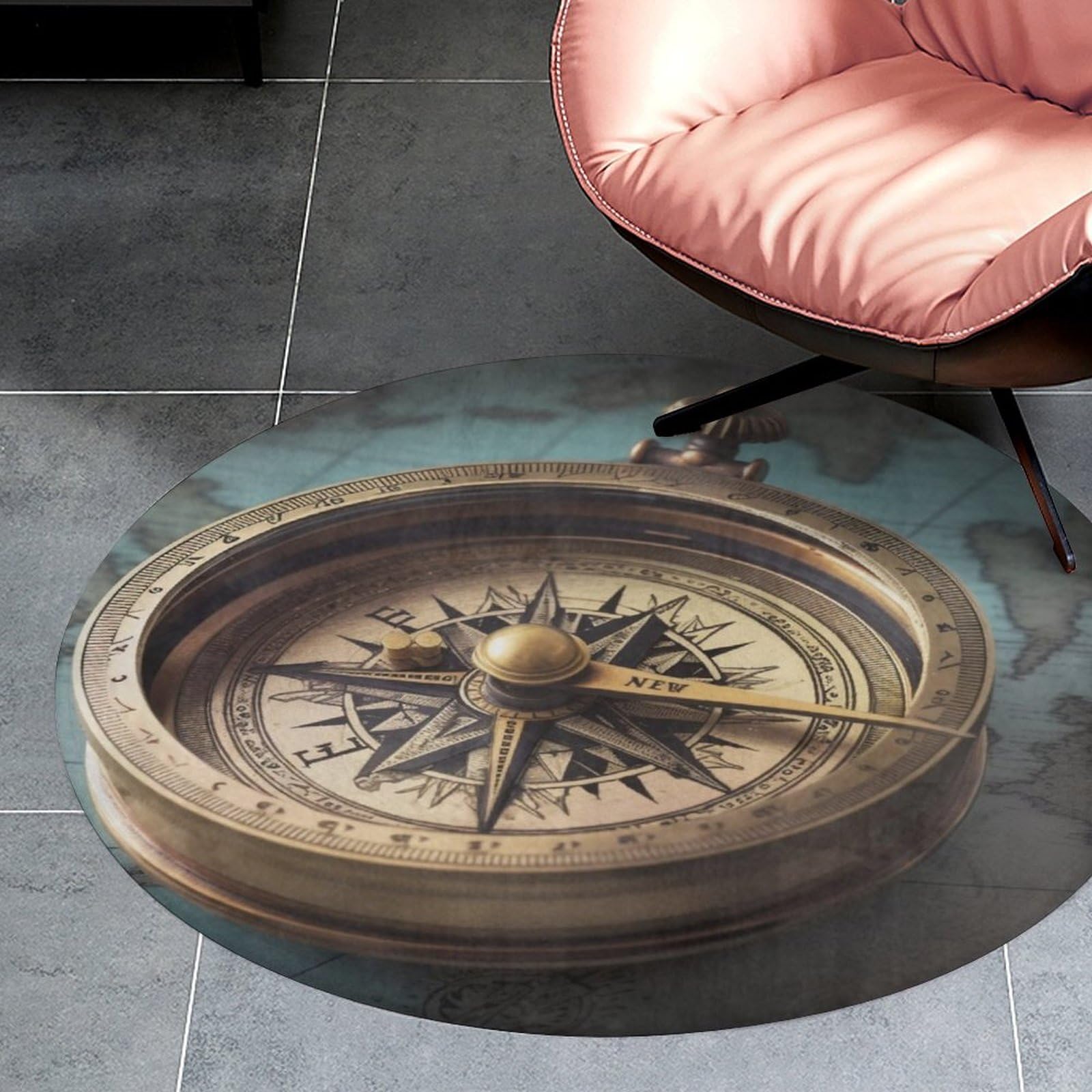 Tapis circulaire à poils bas de 0,6 cm, textile rond absorbant et antidérapant