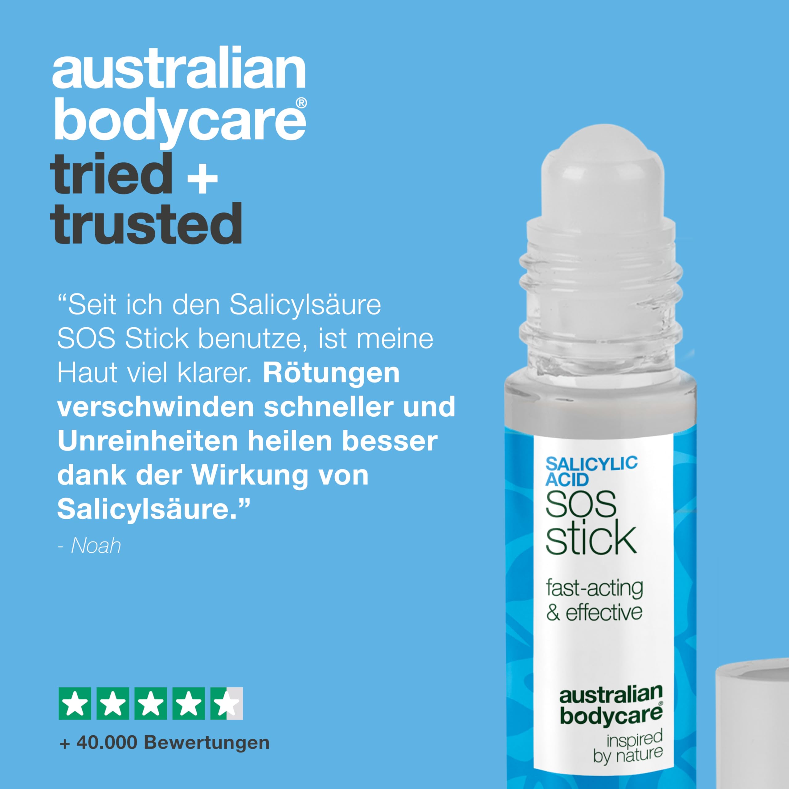 Salicylsäure SOS Stick gegen Pickel, Mitesser, Rötungen und verstopfte Poren – schnelle Hilfe für unreine Haut mit Salicylic acid - 3x9 ml