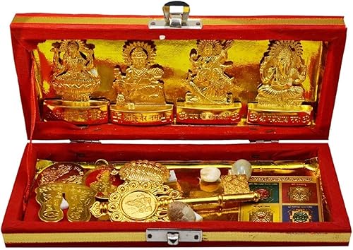 PARIJAT HANDICRAFT Latón Sri Dhan Laxmi -Kuber Bhandari Yantra para Diwali puja y propósito de regalo (1)