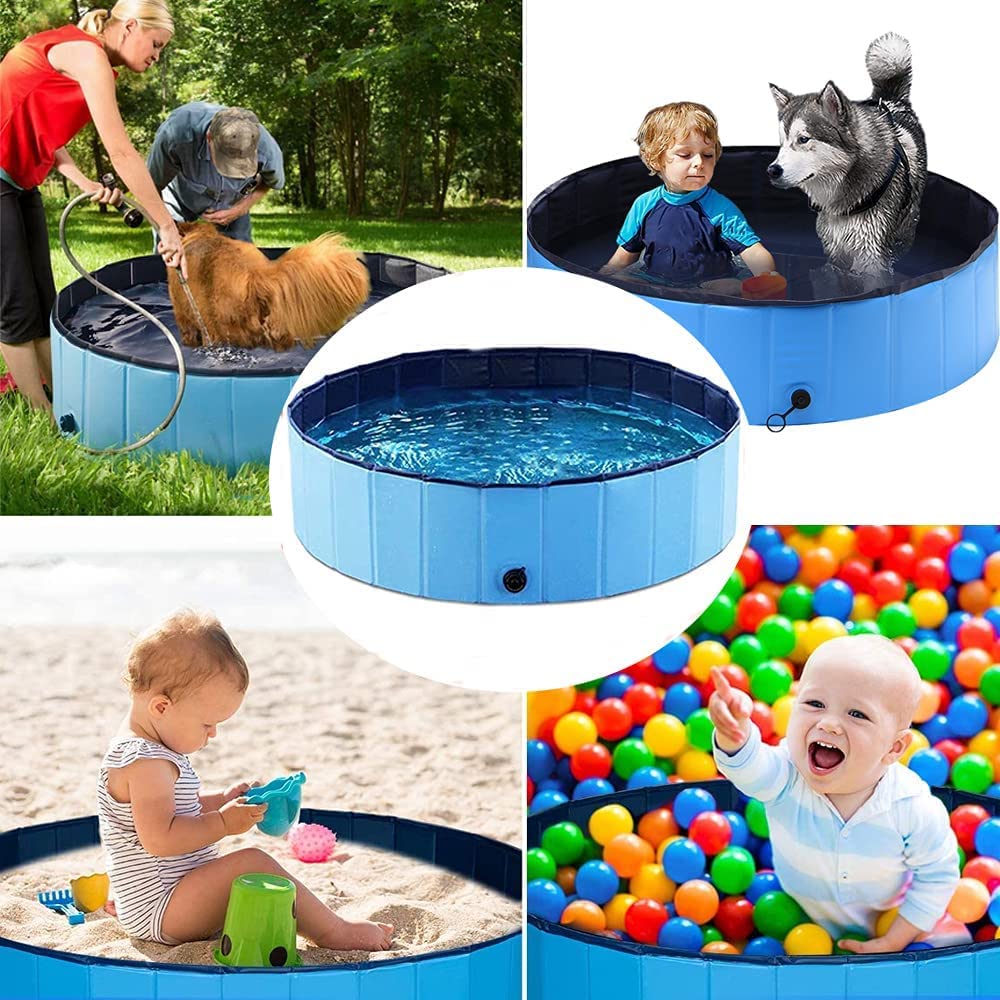 Piscina infantil para mascotas y niños, (M: 80 x 20 cm), piscina plegable para perros, piscina antideslizante de PVC, resistente para niños, mascotas, perros, piscina de baño para jardín, patio, baño