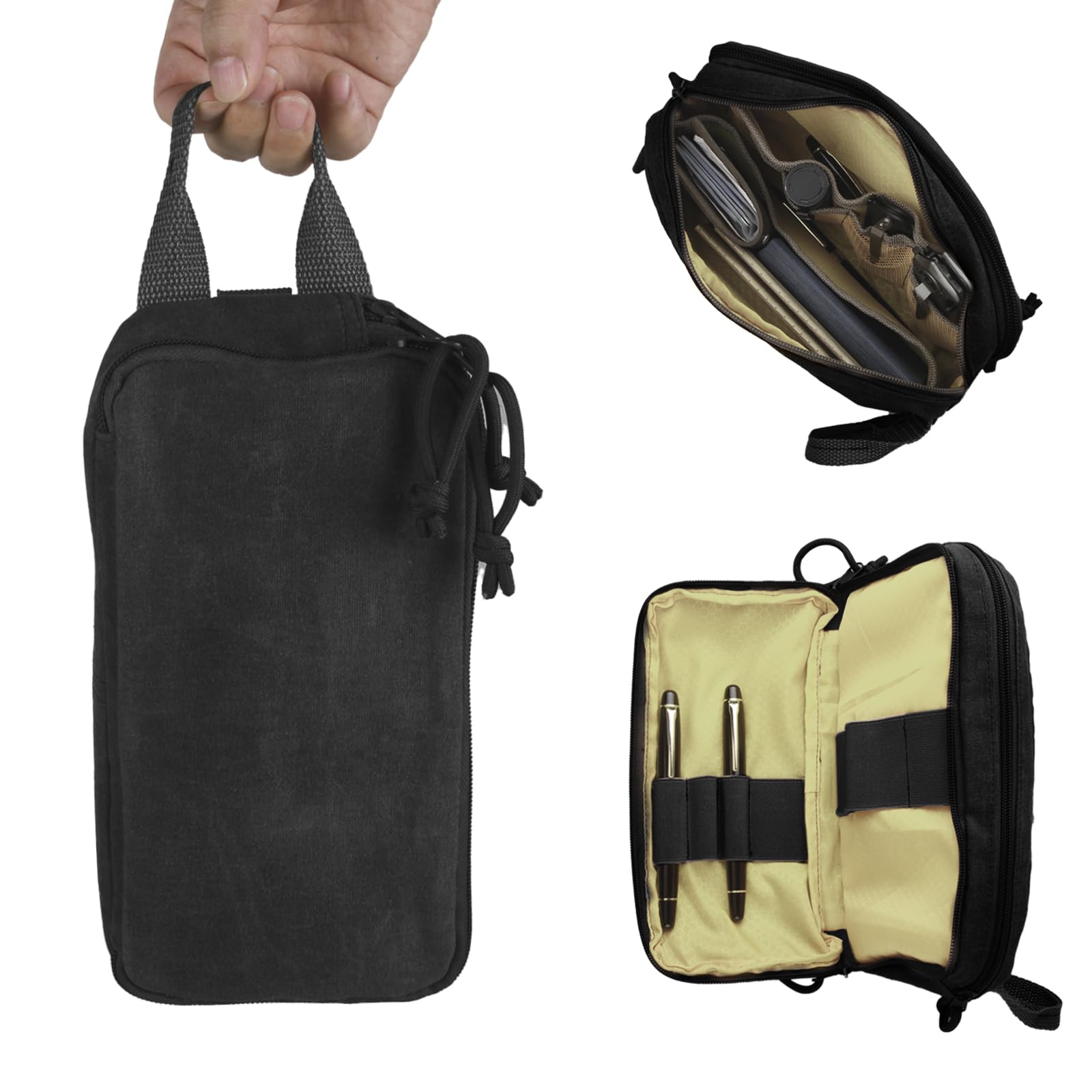 Mini Pocket Organizer,Electronic Organizer Accessory Tech Pouch,EDC Pouch,Tactical Tool Pouch for Organization,Everyday Carry Tool and Gear Storage for Card Slots for USB Adapter,Memory Card (Black)