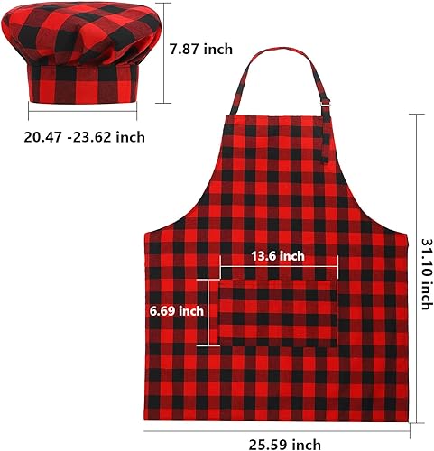 Miniatura 2 de SATINIOR 2 piezas de disfraz de chef para mujeres y hombres, juego de delantal para adultos, delantal de panadero, sombrero para cocinar y cosplay