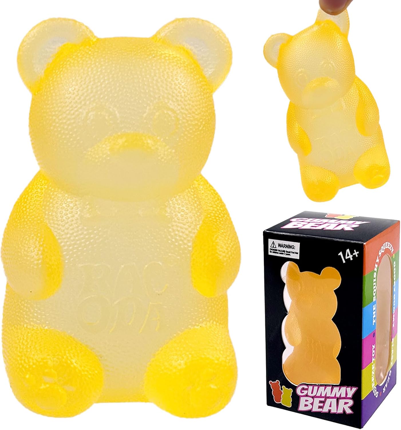 Gummy Bear & Sugar Ball Designs, Anxiety Relief & Focus Toy, Maltose Filled Squeeze Toys for Sensory Play,Sensory Fidget Toys for Adults, Kids, Slow Rising Squishy Stress Ball (Orange )