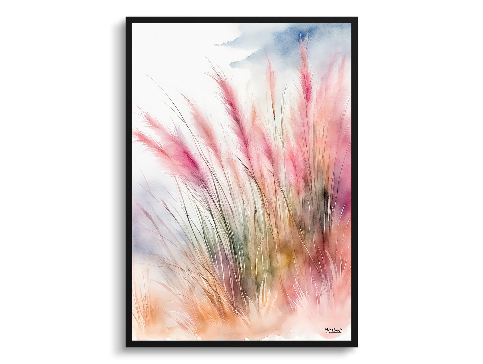 Mrs Henri's Muhlenbergia capillaris Art Print Watercolour Botanical Framed Hairawn Muhly Wash Wall Art Poster