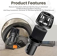 Vista 4 de Muffler Diffuser Wet/Dry Vac Attachment (2-1/2 inch) CMXZVBE38660 Compatible with Craftsman Shop Vacuums Diffuser with Replacement Sponge