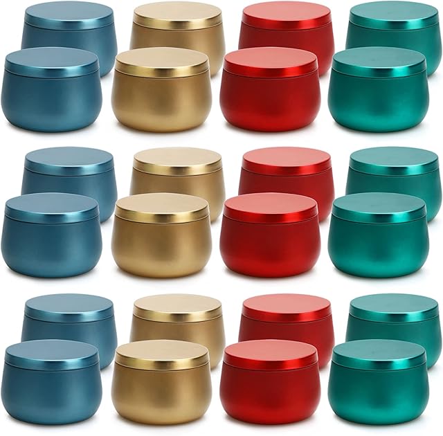 TOFU Candle Tins 24 Pack, 8 oz Candle Making Jars, Empty Candle Jars, Metal Tins with Lids, Candle Containers for DIY Candle Making Party Supplies, Arts, Crafts, Storage
