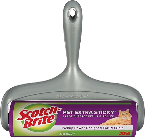 Miniatura 2 de Scotch-Brite Pet - Rodillo extra adhesivo para pelusas de superficie grande para pelo de mascotas, muebles y ropa, 1 rodillo, 60 hojas (paquete de 2)