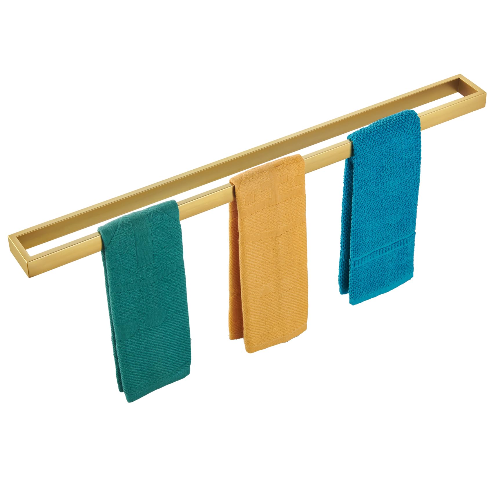 KOKOSIRI Towel Bar Brushed Gold Bath Towel Holder 32 Inch Kitchen Towel Hanger Rack Stainless Steel Bathroom Hardware Wall Mounted, 1 Pack B4008BG-L32
