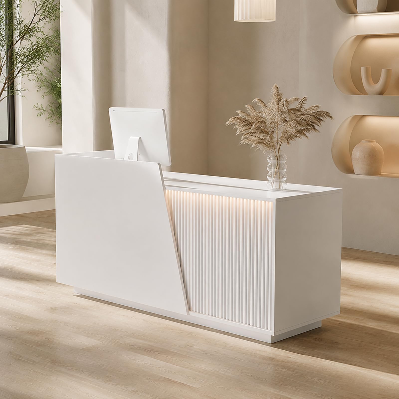 Banco Reception con Cassetto 100–200cm Bancone Cassa Moderno B - Right,100cm | scrivania reception con Archiviazione per Negozio, Salone di Bellezza, Bar, Ufficio, Hall e Negozi al Dettaglio