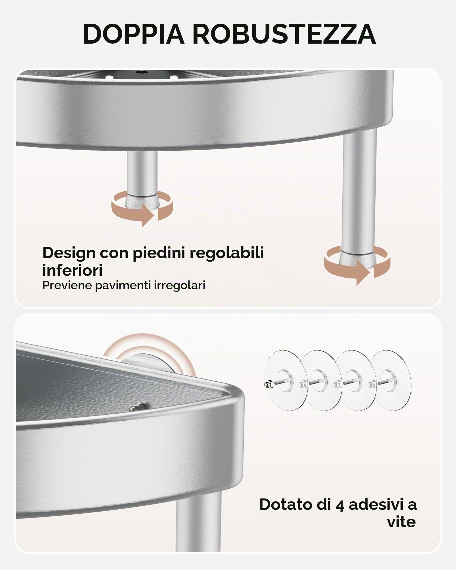 Nieifi - Portaoggetti da doccia angolare in alluminio a 4 ripiani